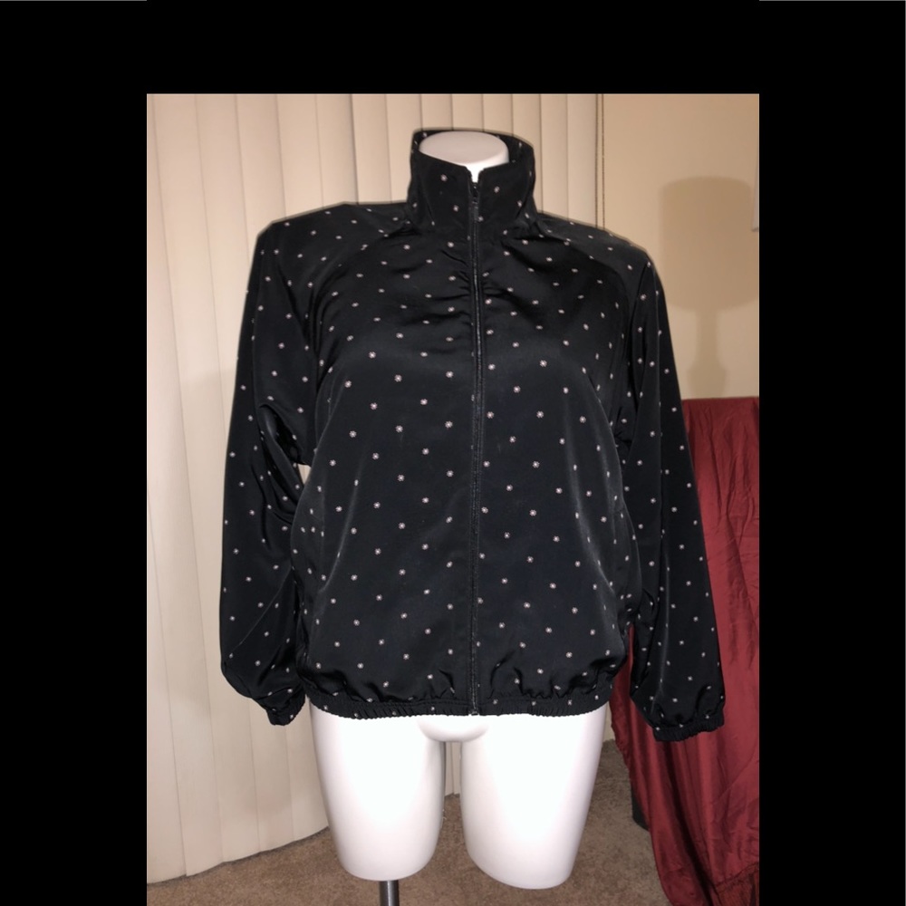 EP Pro gold jacket Black and pink Polk a dot jacket size XL 90’s vintage fitted